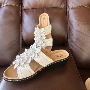 Clarks Wedge Sandal, never worn